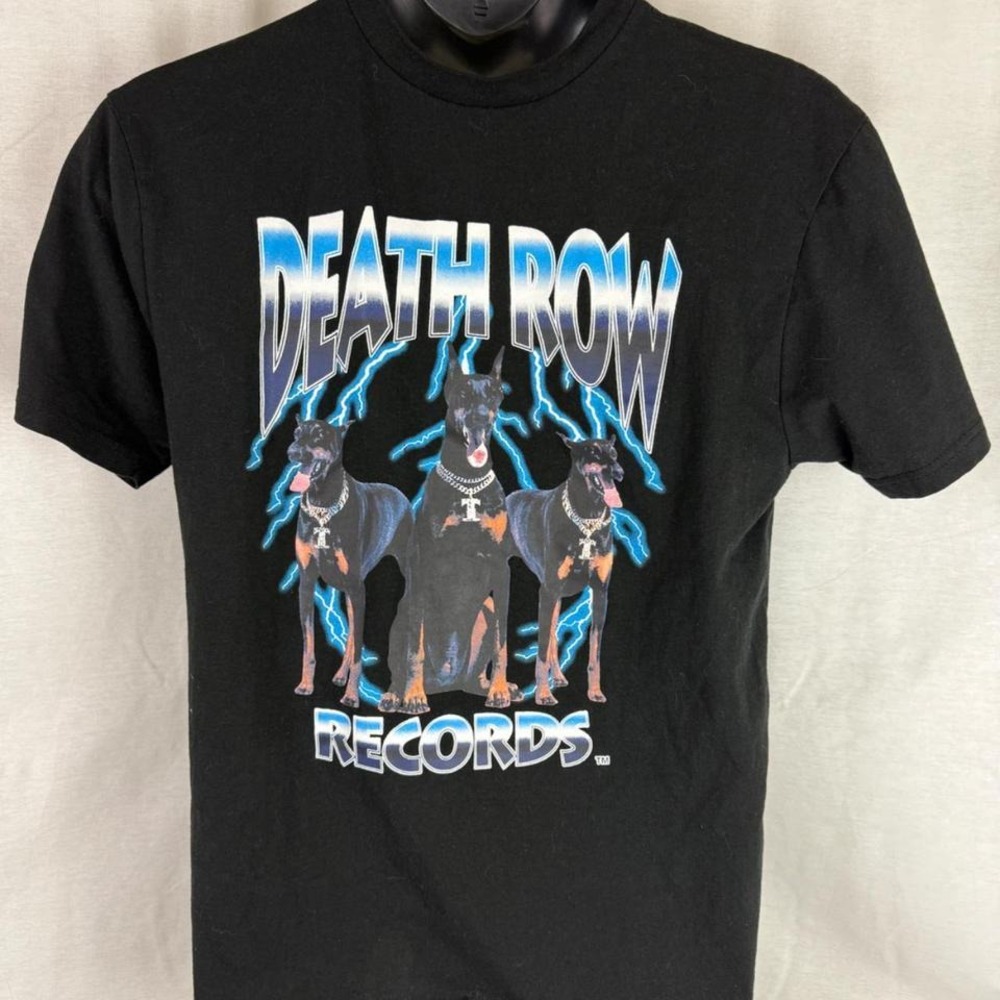 Death Row Records Mens Doberman Lightning‎ Graphic T-Shirt Black Large L/G